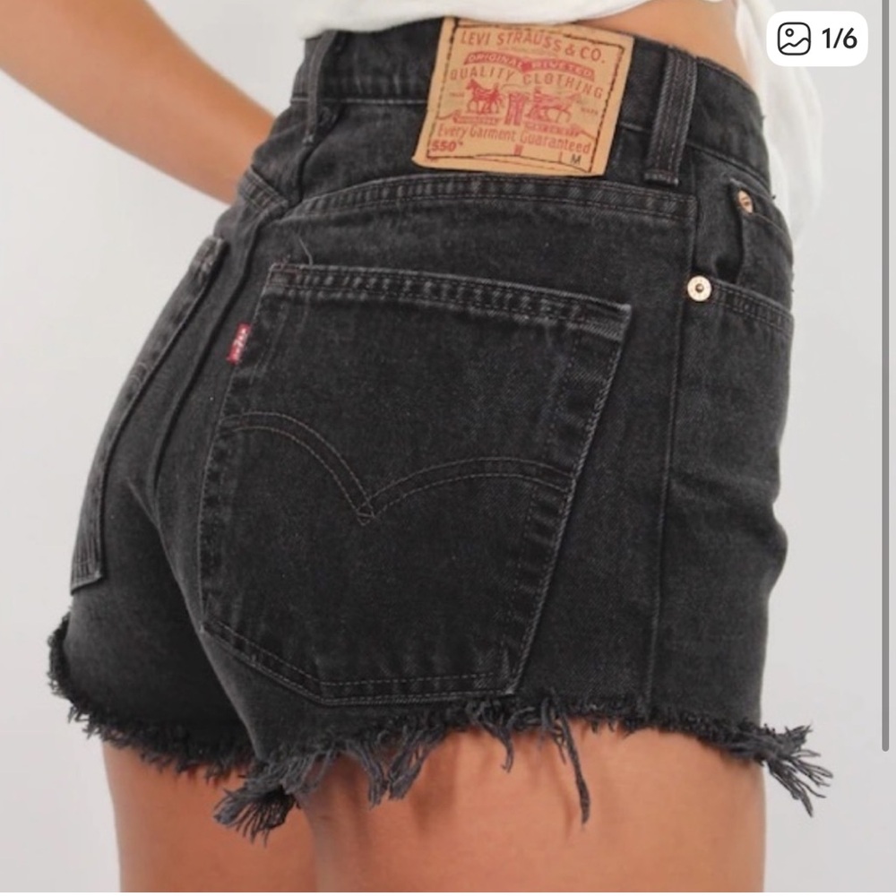Levi's Black Frayed Hem Denim Cutoff Shorts